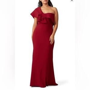 Badgley Mischka Red One-Shoulder Wedding Dress